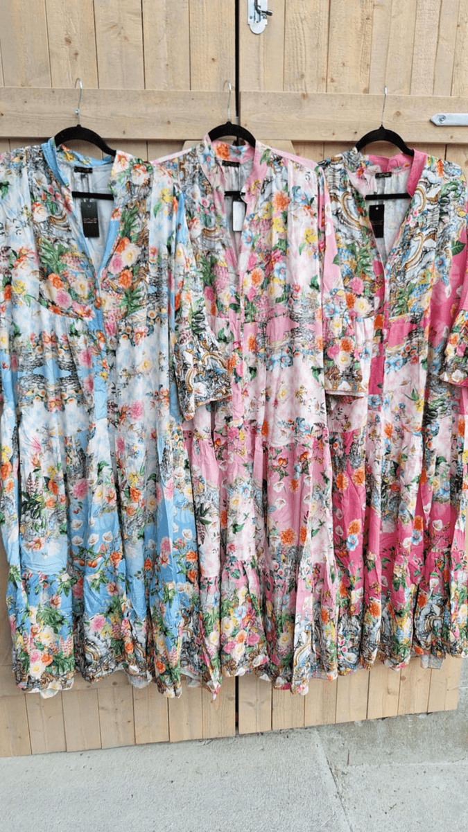 FLOWER Mix Kjole Blue