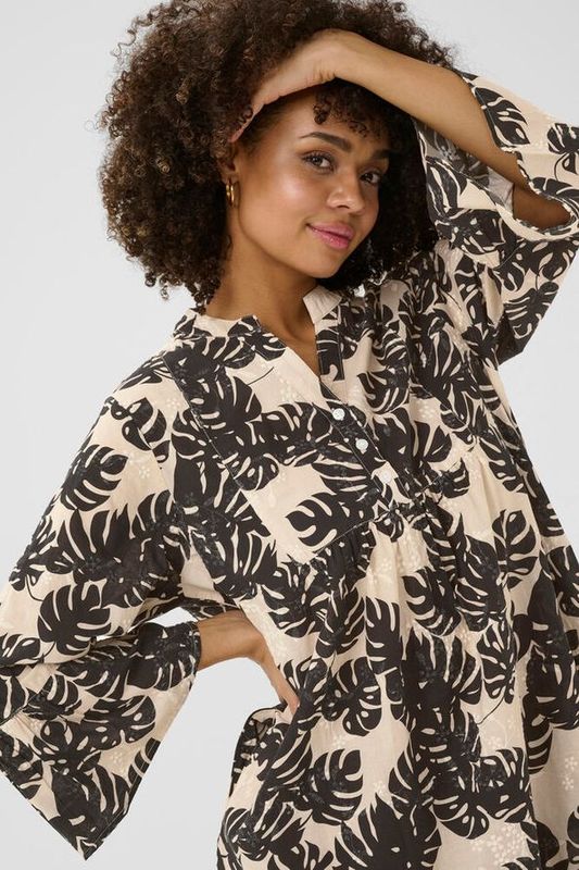 DEBORA Kjole Black Palm Leave