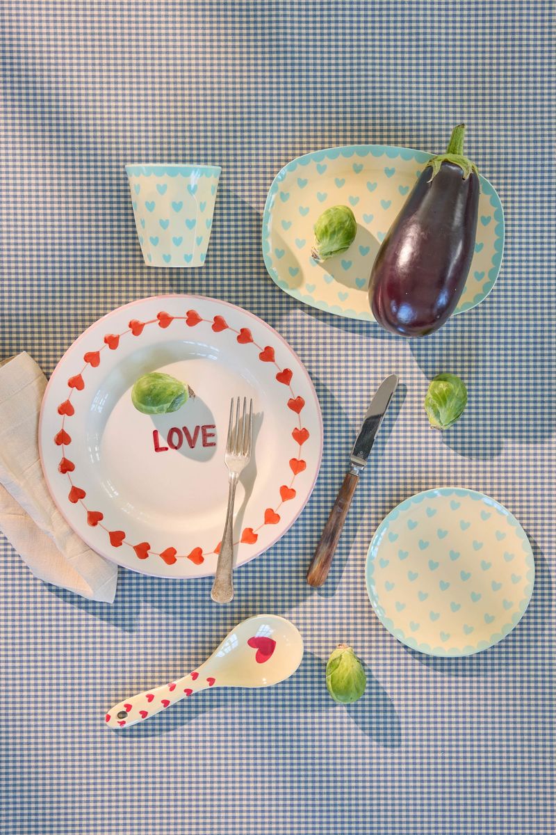 TALLERKEN With Favorite Hearts Print - Dark Mint - Small