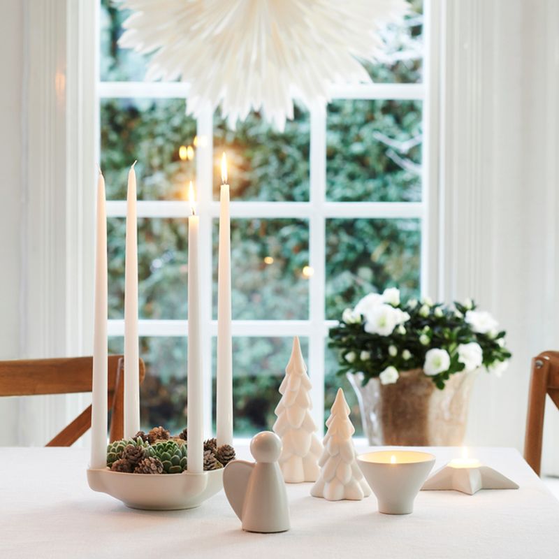 LINA T-lysestake Stjerne matt hvit