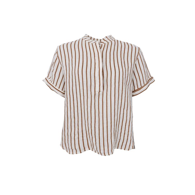 MELINA Linbluse Stripe Camel