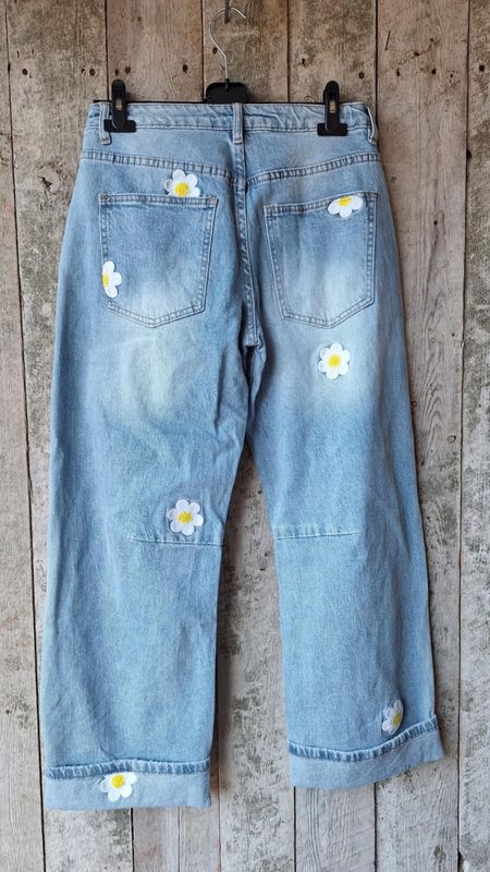 ELIDA Denim Jeans m Blomster