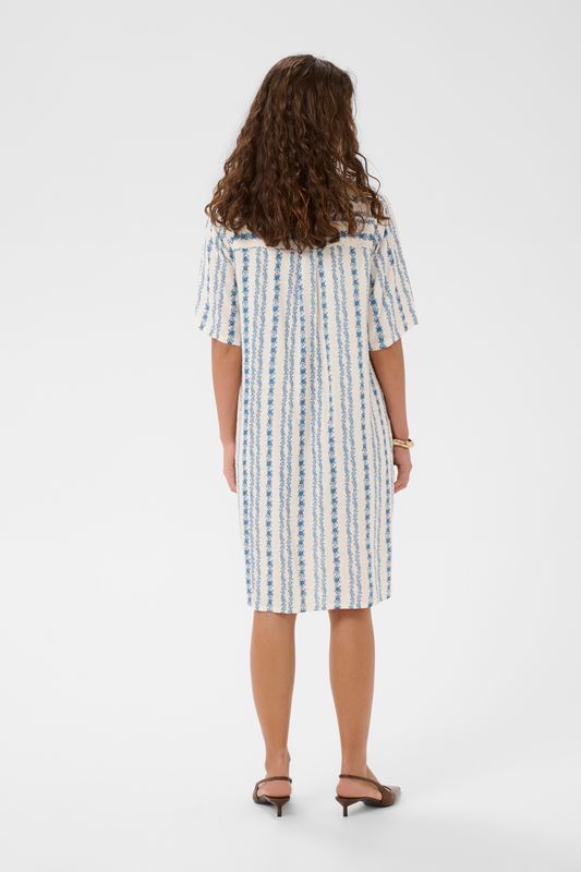 HOLLIE Kjole Blue/White Graph