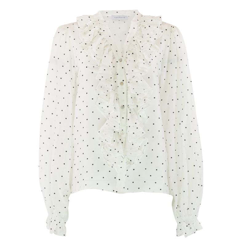 FRIDA Bluse White m Black Dot