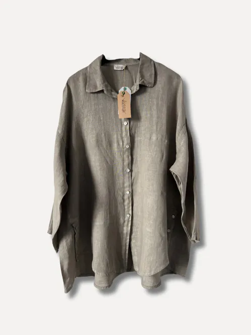 Hovedbilde LOVELY Oversized Linskjorte Taupe