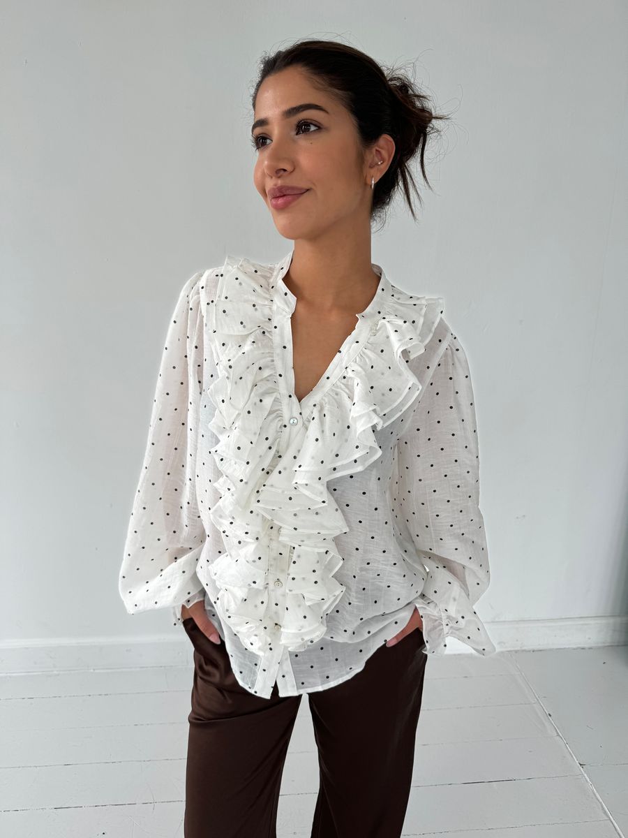 FRIDA Bluse White m Black Dot