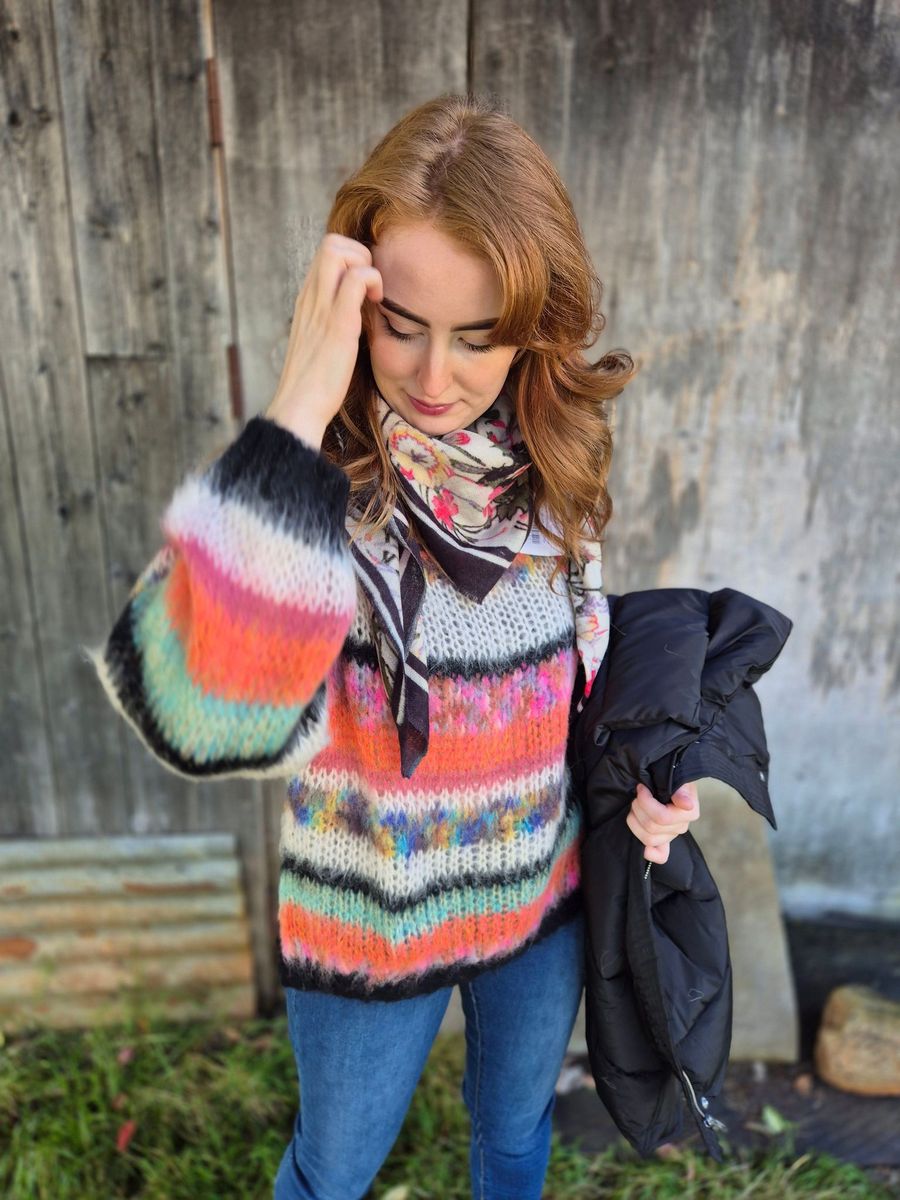 ADRIA Strikket Genser Orange Mix