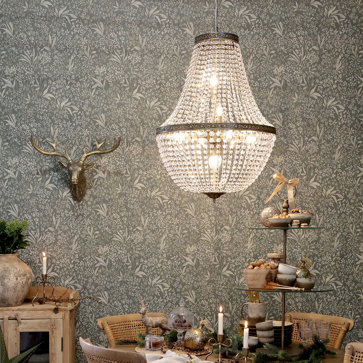 VERSAILLES Fransk Lysekrone m. Glasprissmer