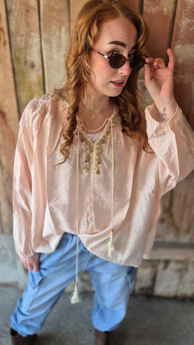  BOHO Bluse Rosa