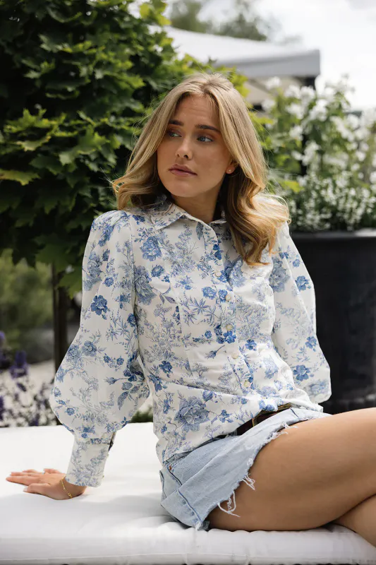 BELLA Bluse Blue/White