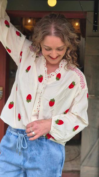Hovedbilde  BOHEME Bluse Jordbær Broderi