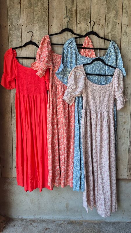 ROSE Smock Long Kjole Ensfarvet Corall