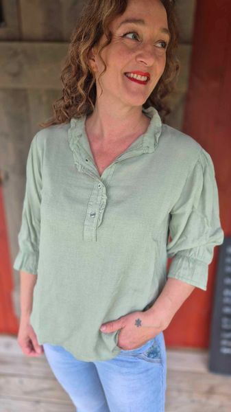 Hovedbilde TINA Linskjorte Salviegrønn