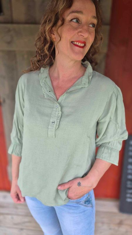 TINA Linskjorte Salviegrønn