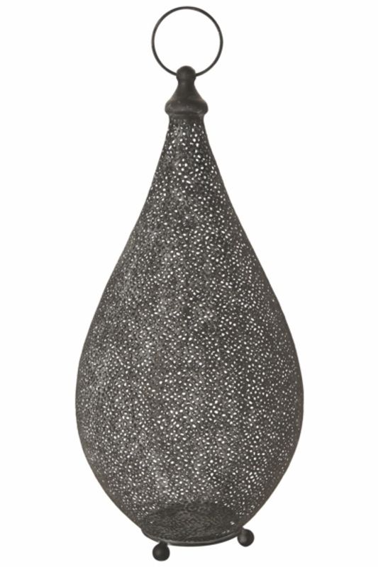 LANTERNE Dråpe Sort Antikk H 48 cm 