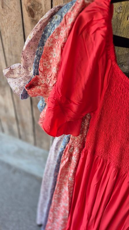 ROSE Smock Long Kjole Ensfarvet Corall